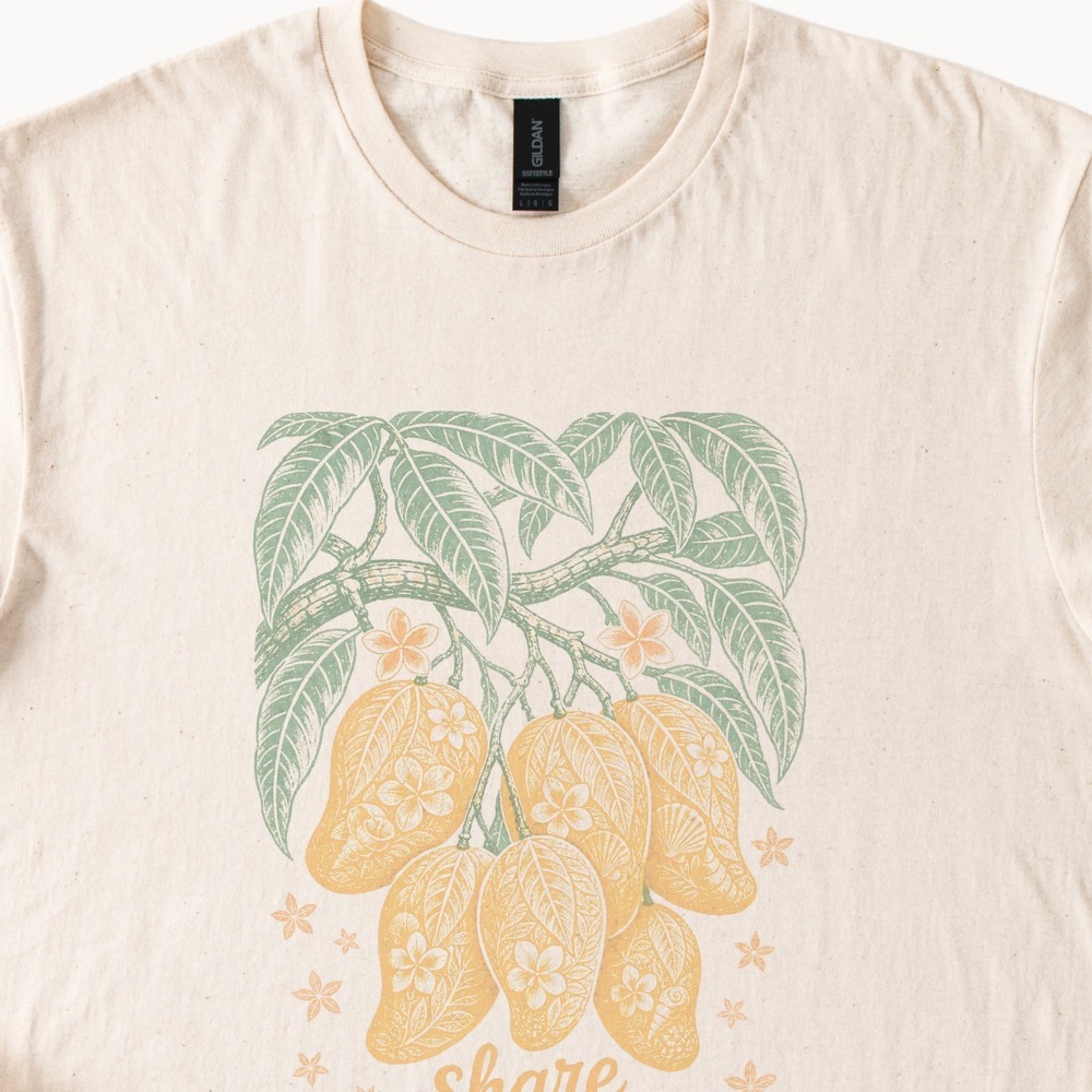 Mango Botanical Line Art Graphic Tee Natural Organic Nature Design